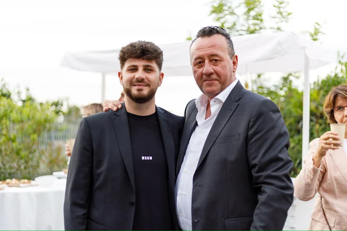 Il Cav. Giuseppe Dangelo, fondatore di Valdan Security Group, con il figlio a un evento aziendale